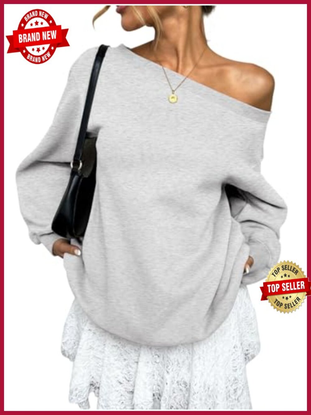 Oversized Fleece Off Shoulder Sweatshirt Asymmetrical Pullover